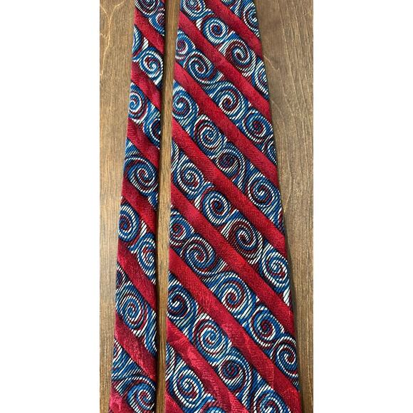 Bellini 100% Silk Men's Tie in Red and Blue 4" Striped Vintage - Picture 5 of 14